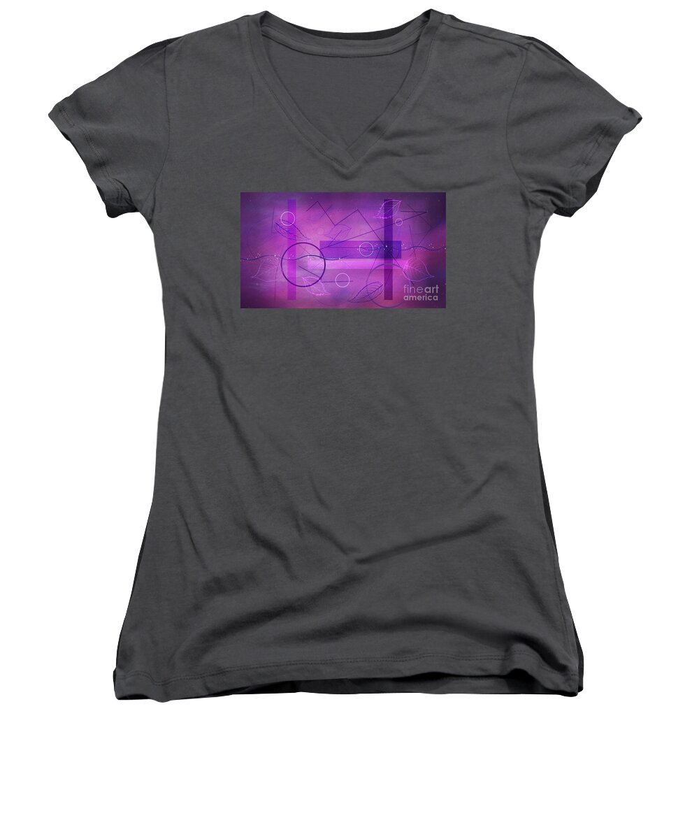 The Passage Of Time Women's V-Neck featuring the digital art The Passage Of Time by Diamante Lavendar