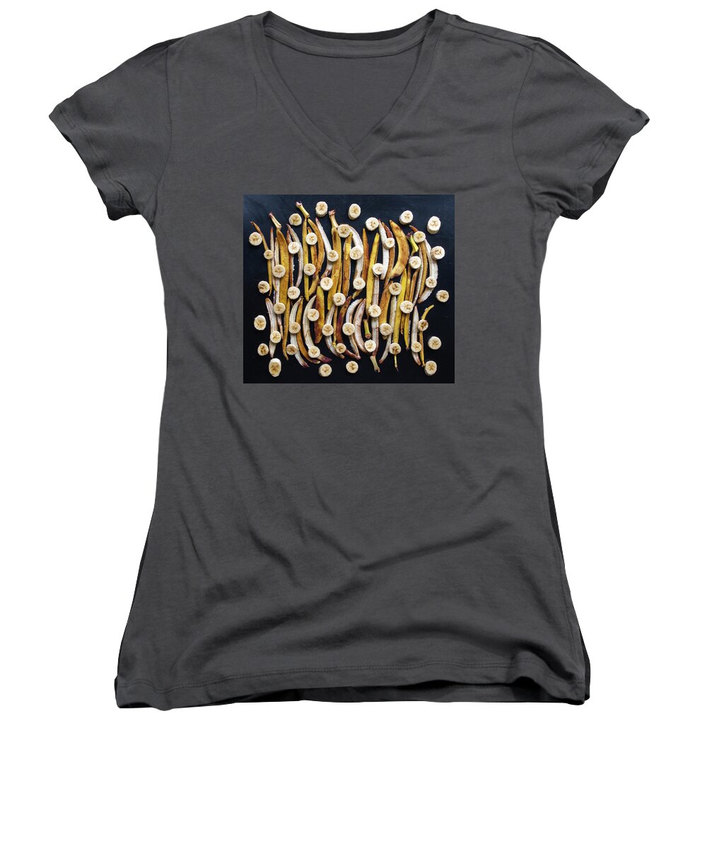 The Whole Banana Art Women's V-Neck featuring the photograph The Whole Banana Art by Sarah Phillips