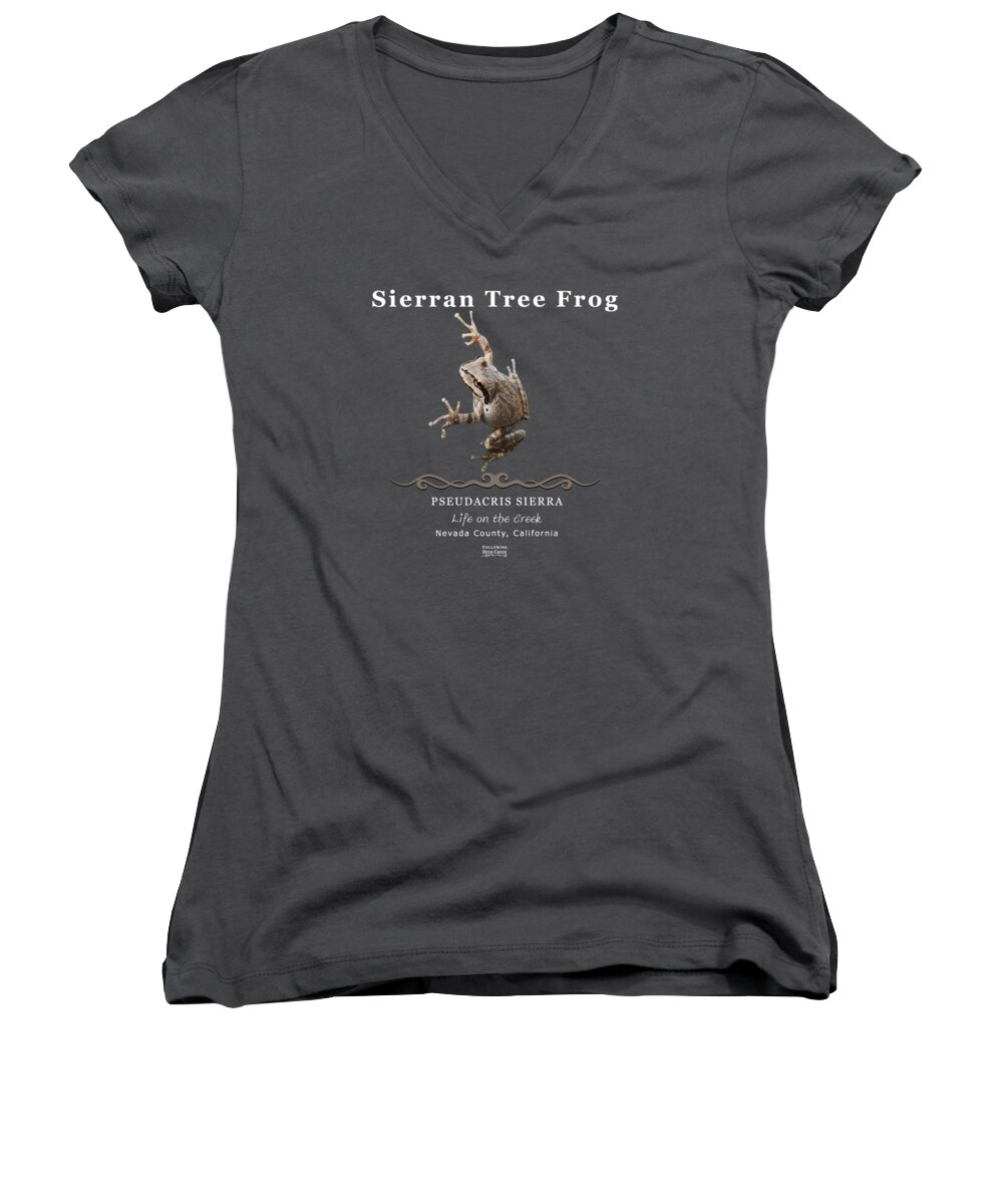 Frog Women's V-Neck featuring the digital art Tree Frog by Lisa Redfern