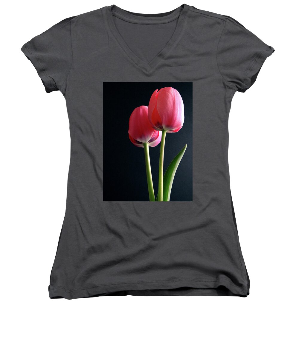 Tulip Women's V-Neck featuring the photograph Tulips by Julia Wilcox
