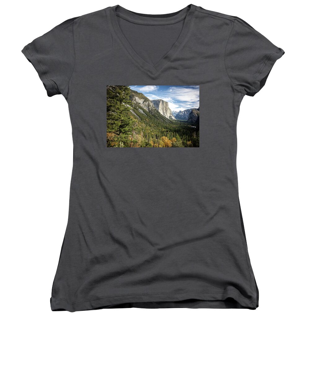 Tunnel View Women's V-Neck featuring the photograph Tunnel View by James Bethanis