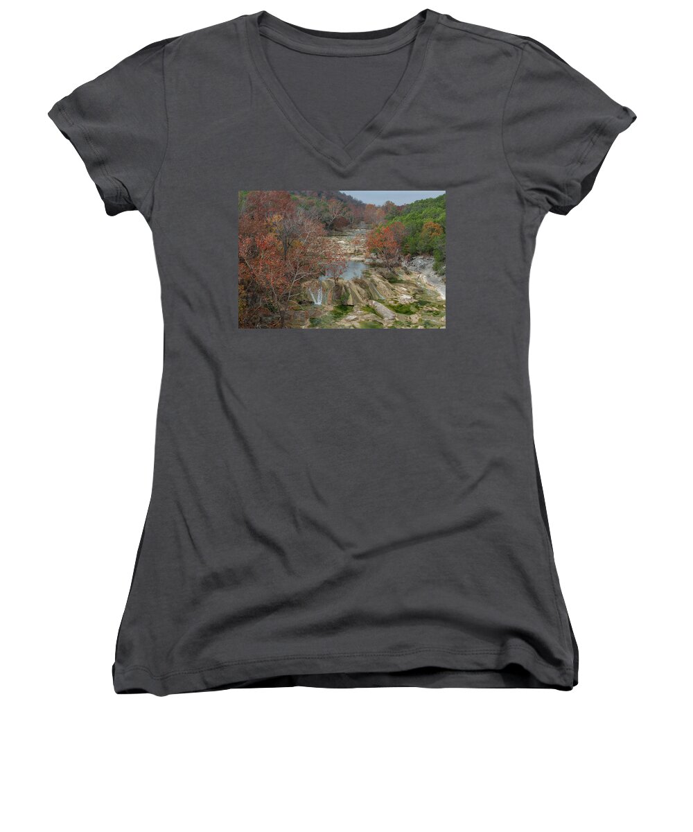 Turner Falls Women's V-Neck featuring the photograph Turner Falls Area by Iris Greenwell