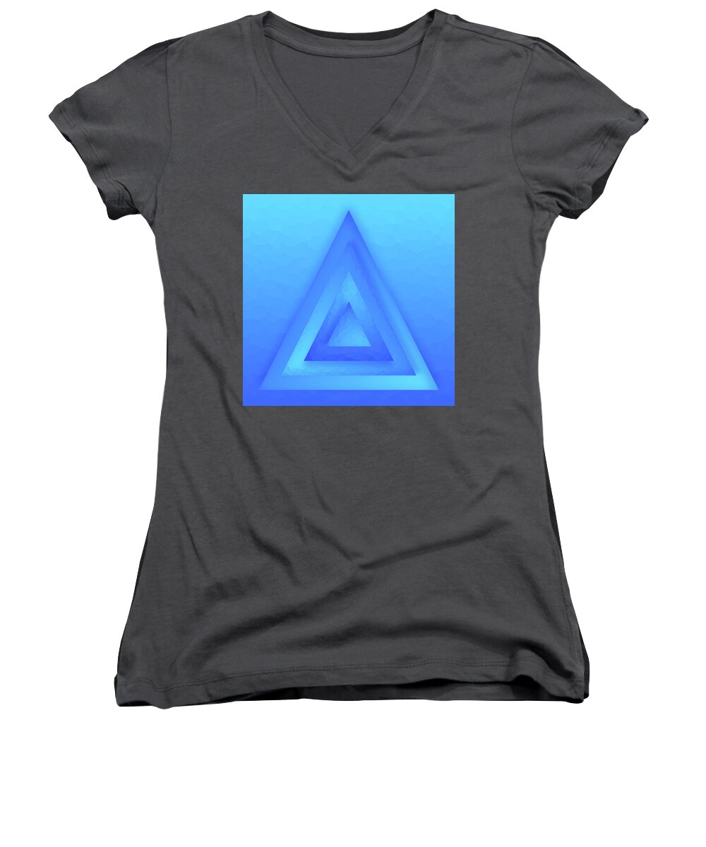 Abstract Women's V-Neck featuring the digital art Water Pyramid by Liquid Eye
