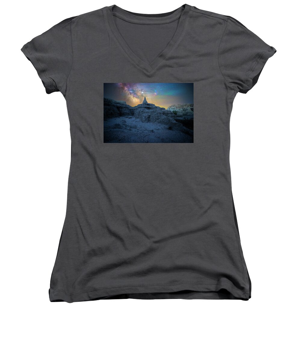 Milky Way Women's V-Neck featuring the photograph What's the Point by Aaron J Groen