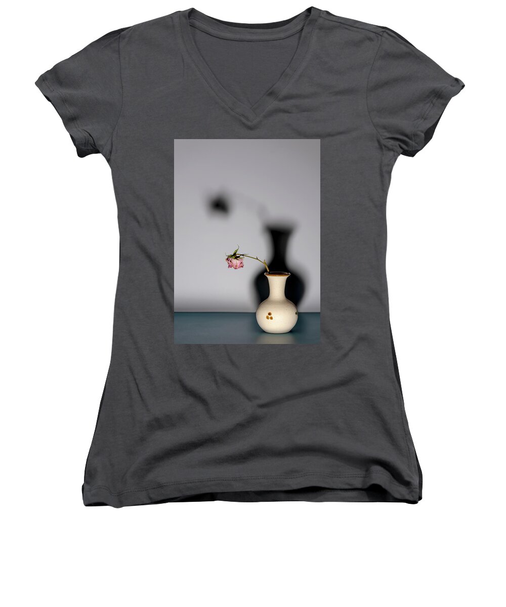 Shadow Women's V-Neck featuring the photograph When you shadow is bigger than yourself by Alessandra RC