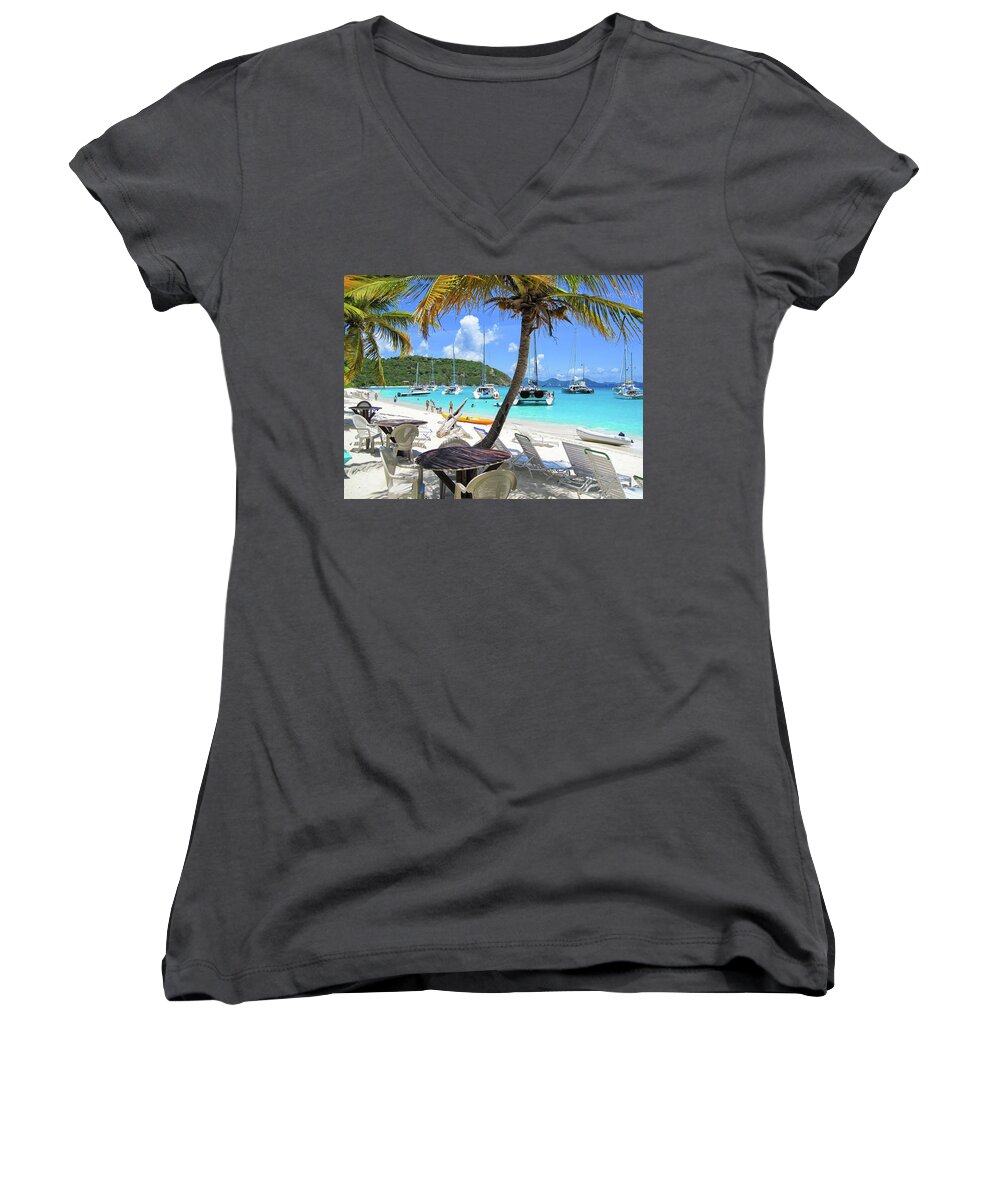 White Women's V-Neck featuring the photograph White Bay Morning by Eric Glaser