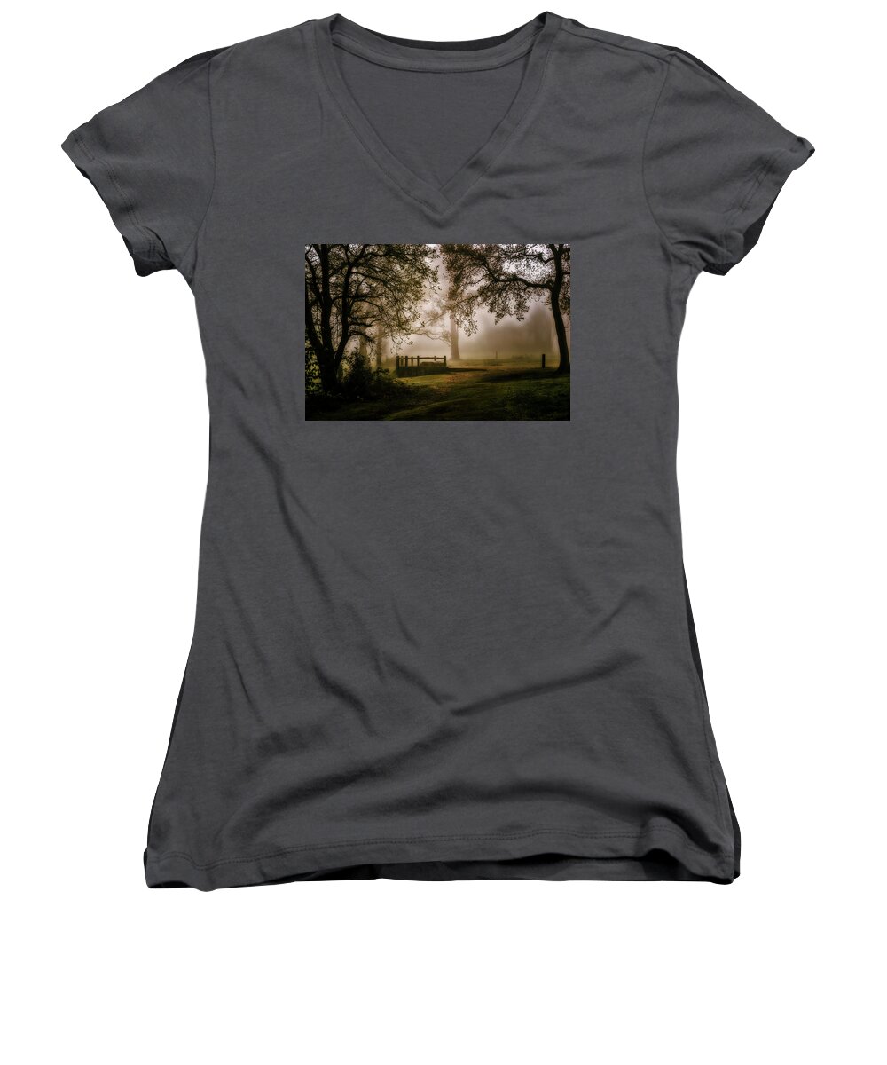 Woods Women's V-Neck featuring the photograph Wistful Woodland by Chris Boulton