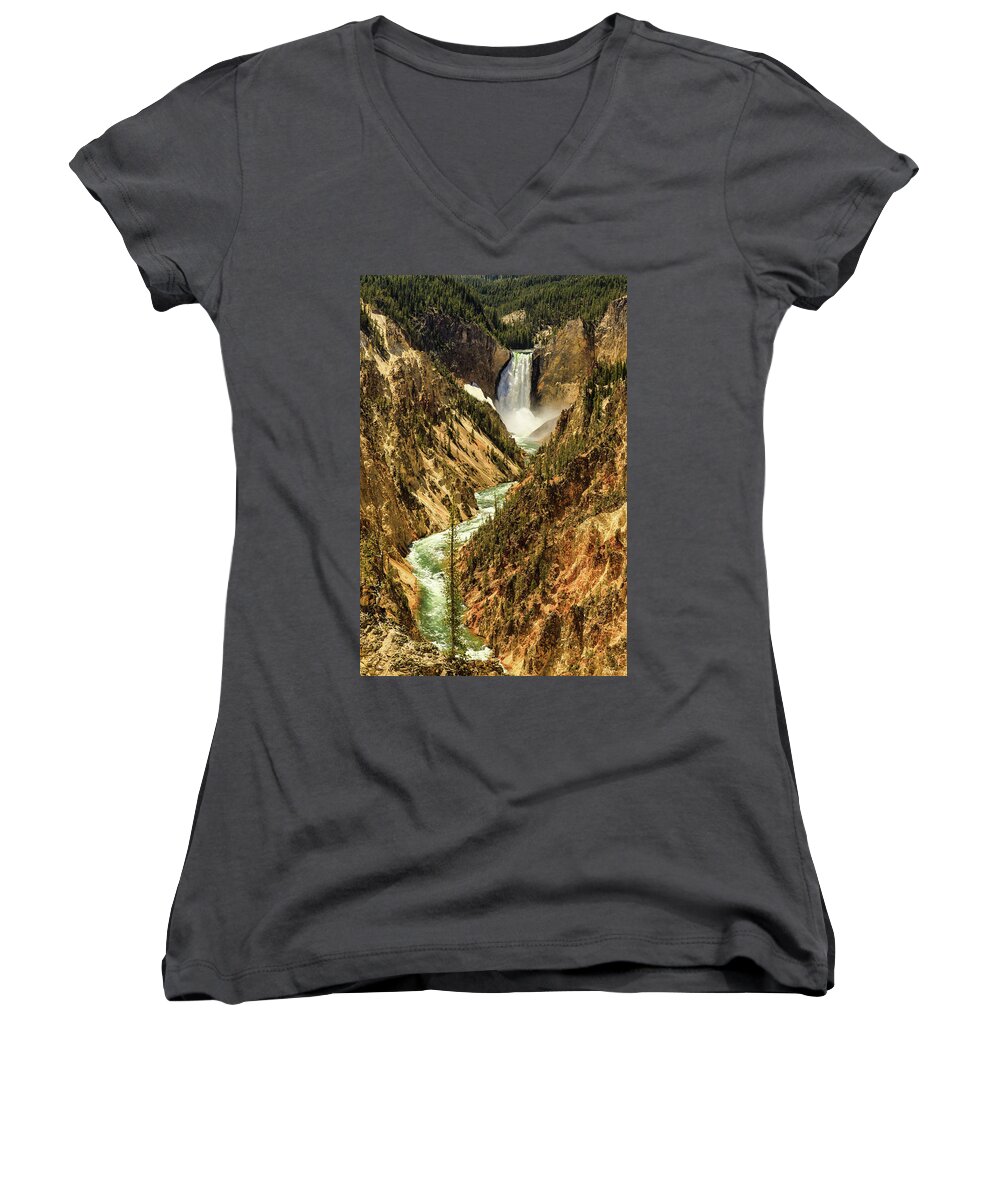Artistic Women's V-Neck featuring the photograph Yellowstone by Rick Furmanek