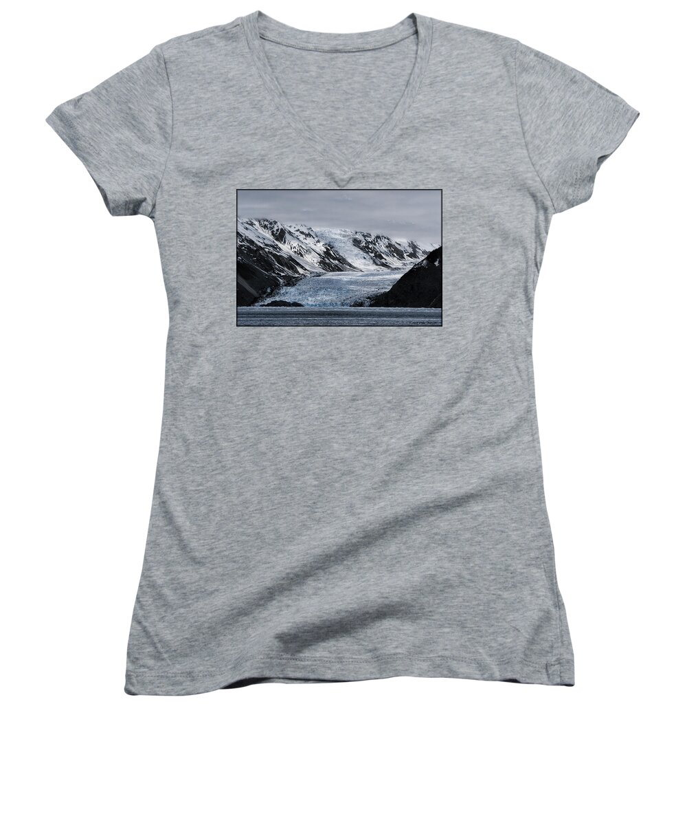 Glacier Women's V-Neck featuring the photograph Barry Arm #1 by Erika Fawcett