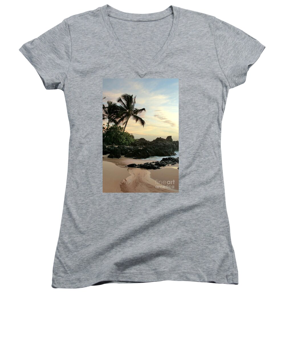 Aloha Women's V-Neck featuring the photograph Edge of the Sea by Sharon Mau