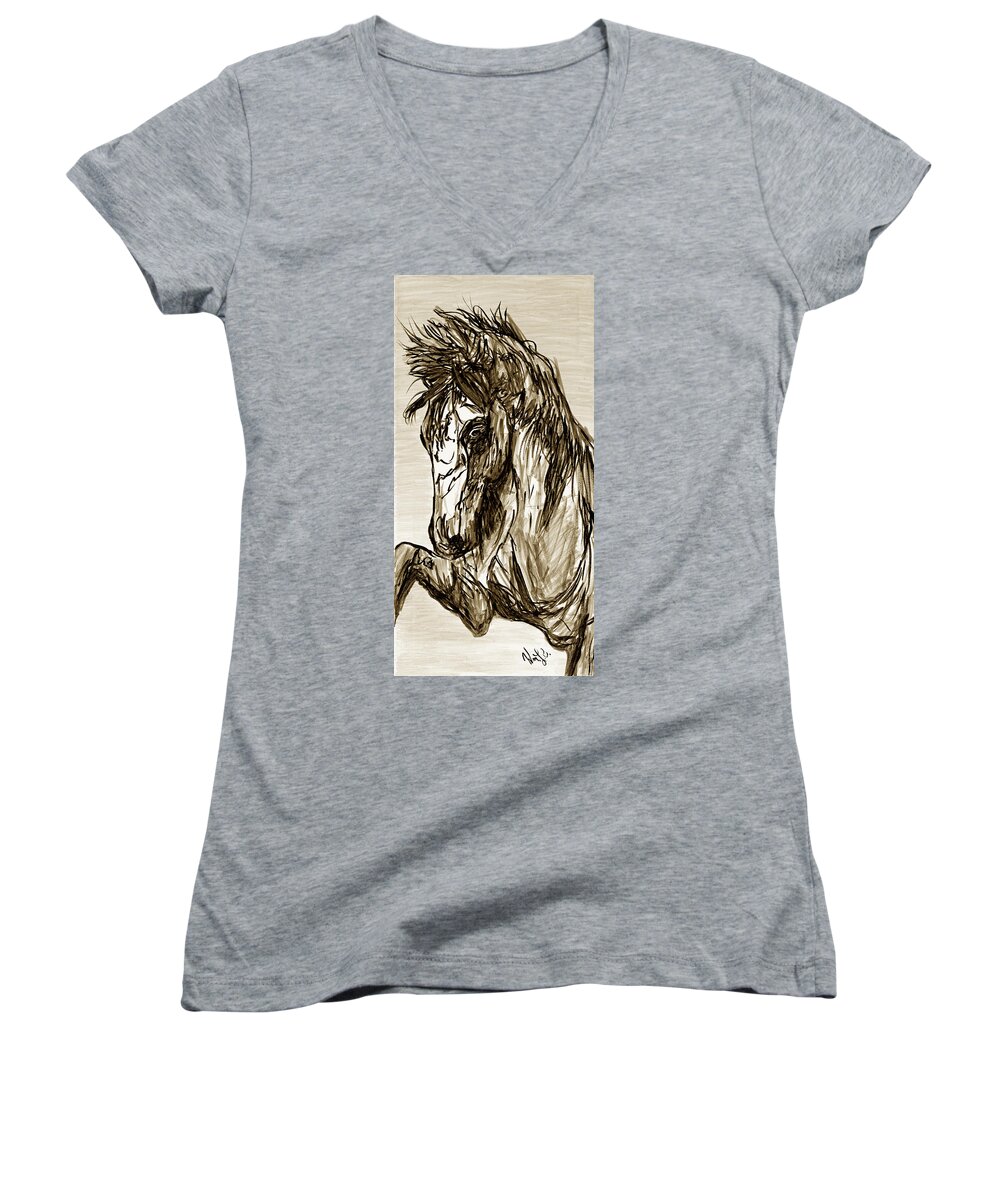 Texas Women's V-Neck featuring the photograph Horse Twins II by Erich Grant