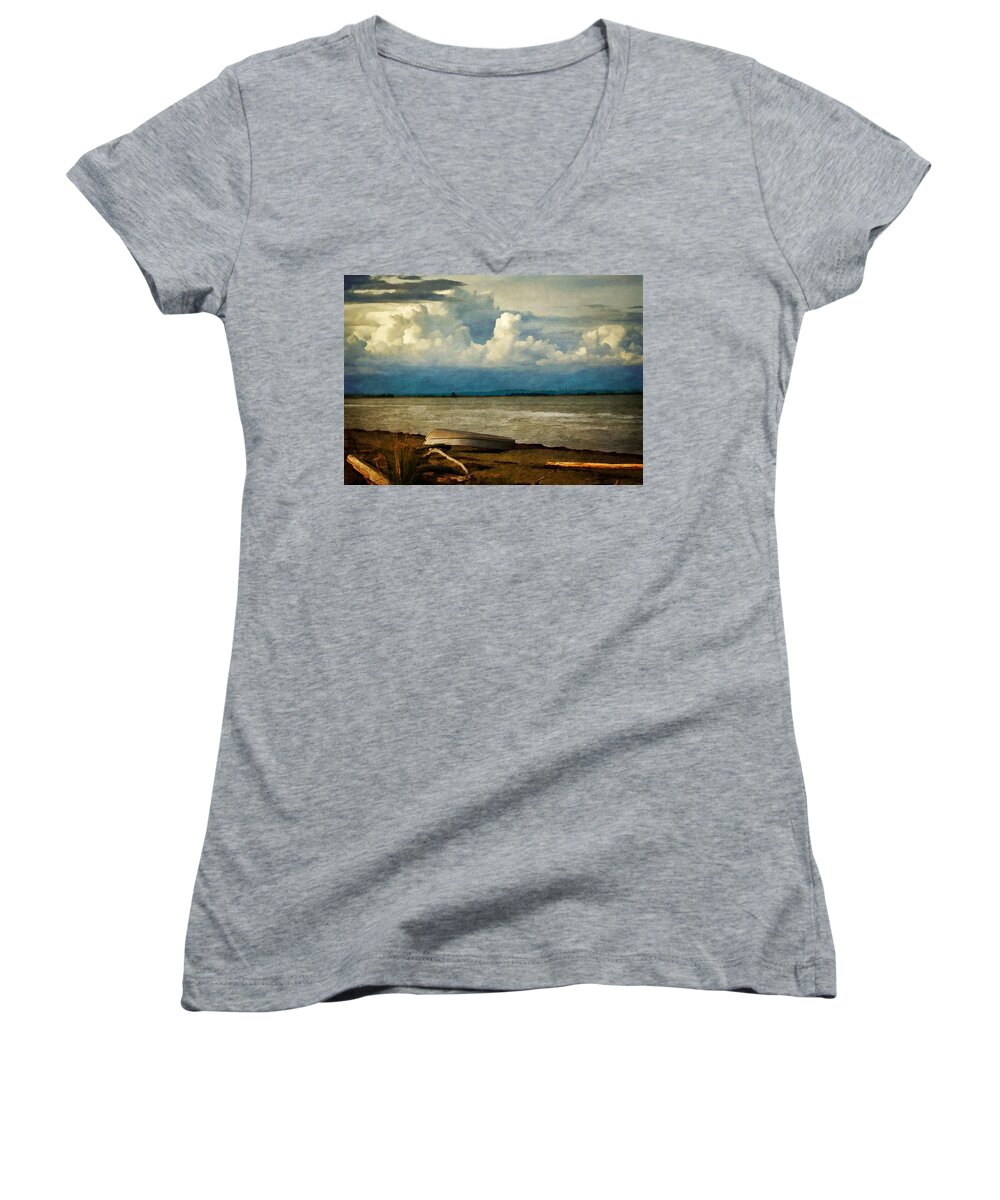 Serenity Women's V-Neck featuring the painting Serenity by Jordan Blackstone