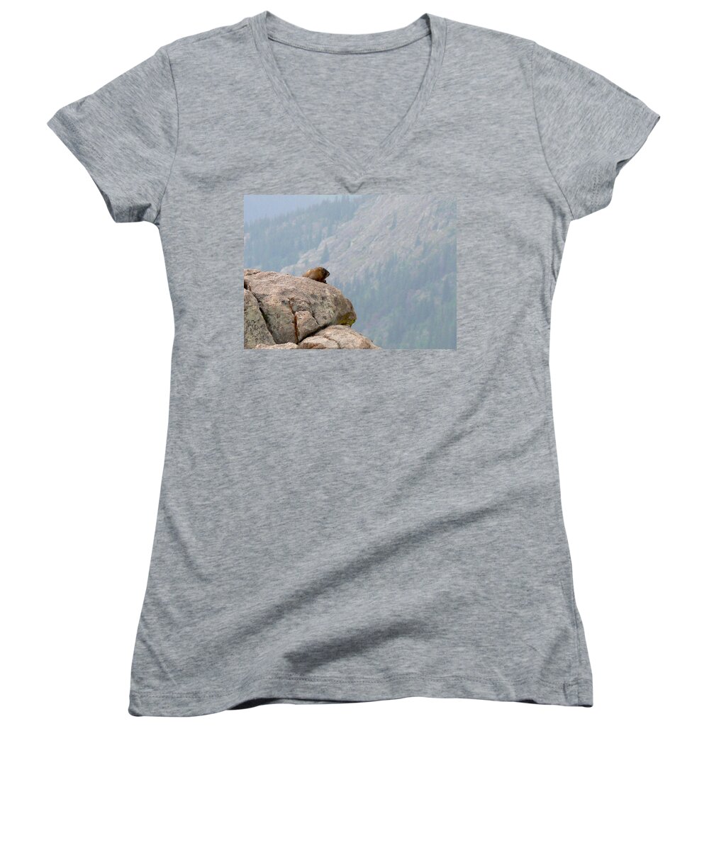Marmot Women's V-Neck featuring the photograph The View #1 by Laurel Powell