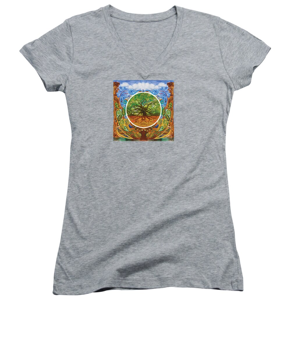 Tree Of Life Women's V-Neck featuring the painting Timeless #1 by Shelley Myers