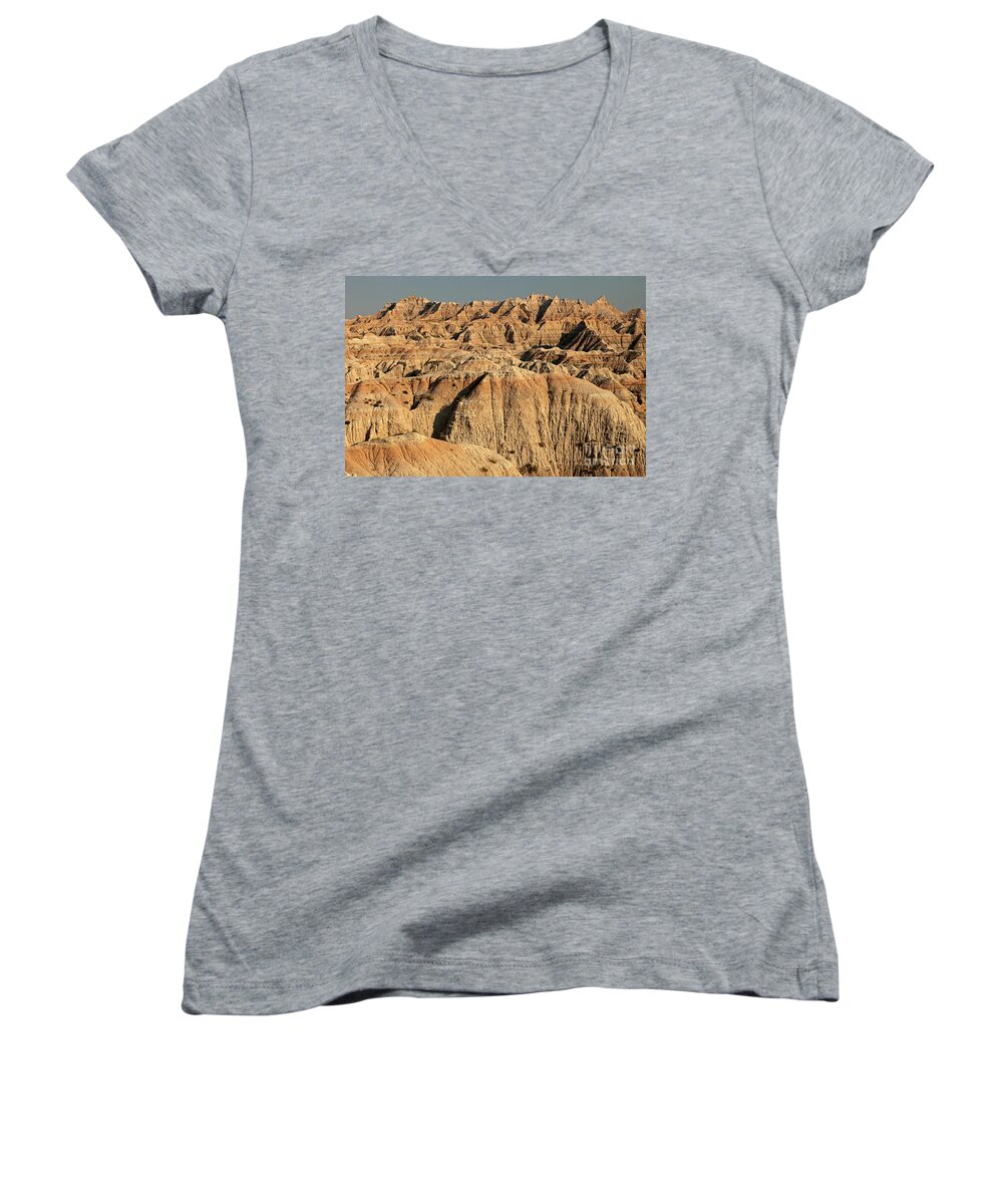 Afternoon Women's V-Neck featuring the photograph White River Valley Overlook Badlands National Park #1 by Fred Stearns