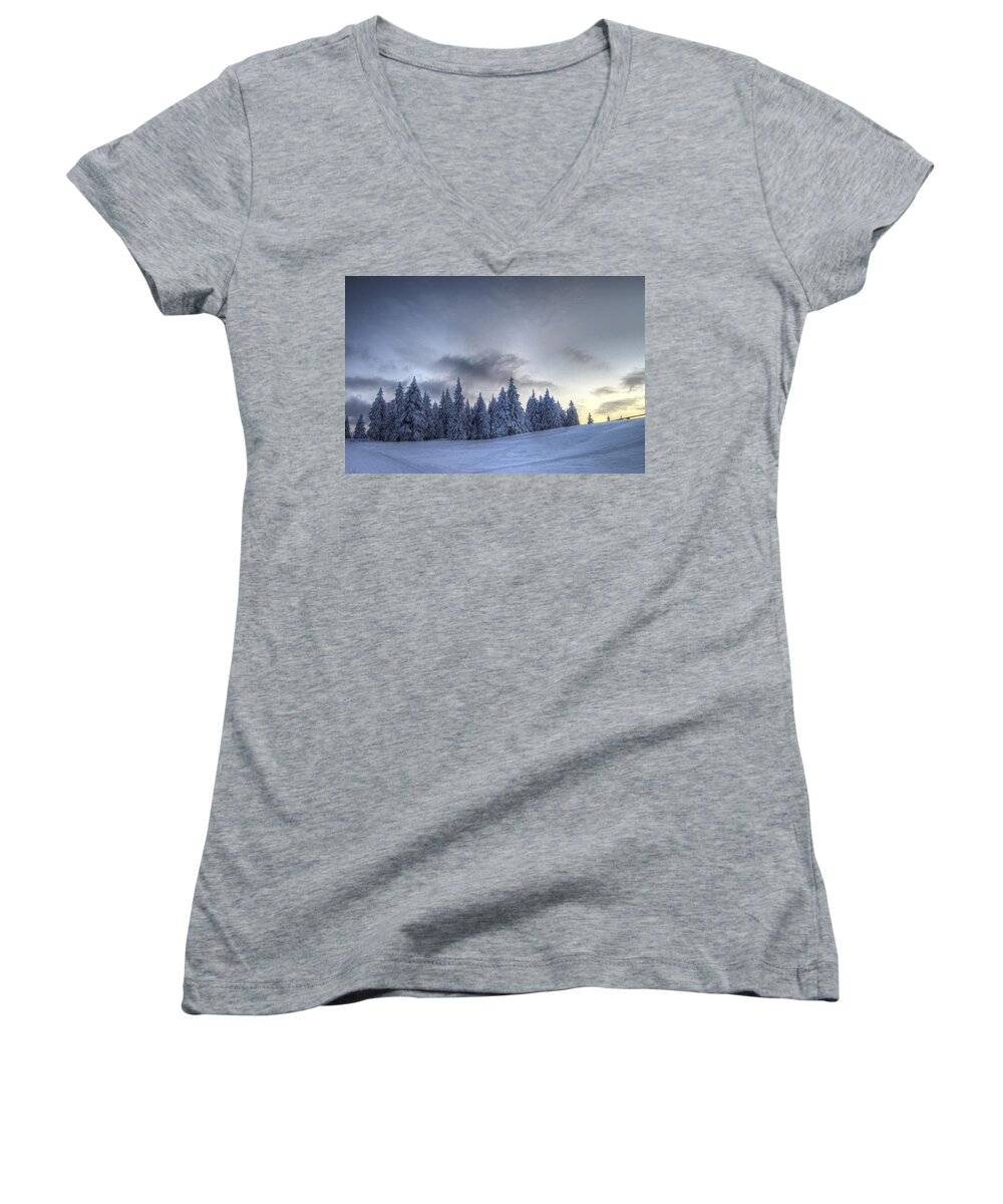 Adventure Women's V-Neck featuring the photograph Winter #1 by Ivan Slosar