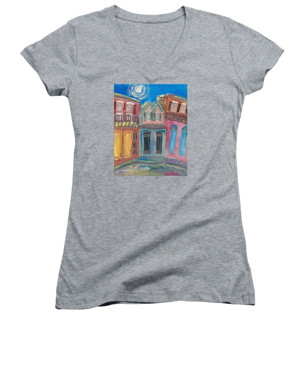 New Orleans Hotel Women's V-Neck featuring the painting New Orleans Hotel #2 by Kerin Beard