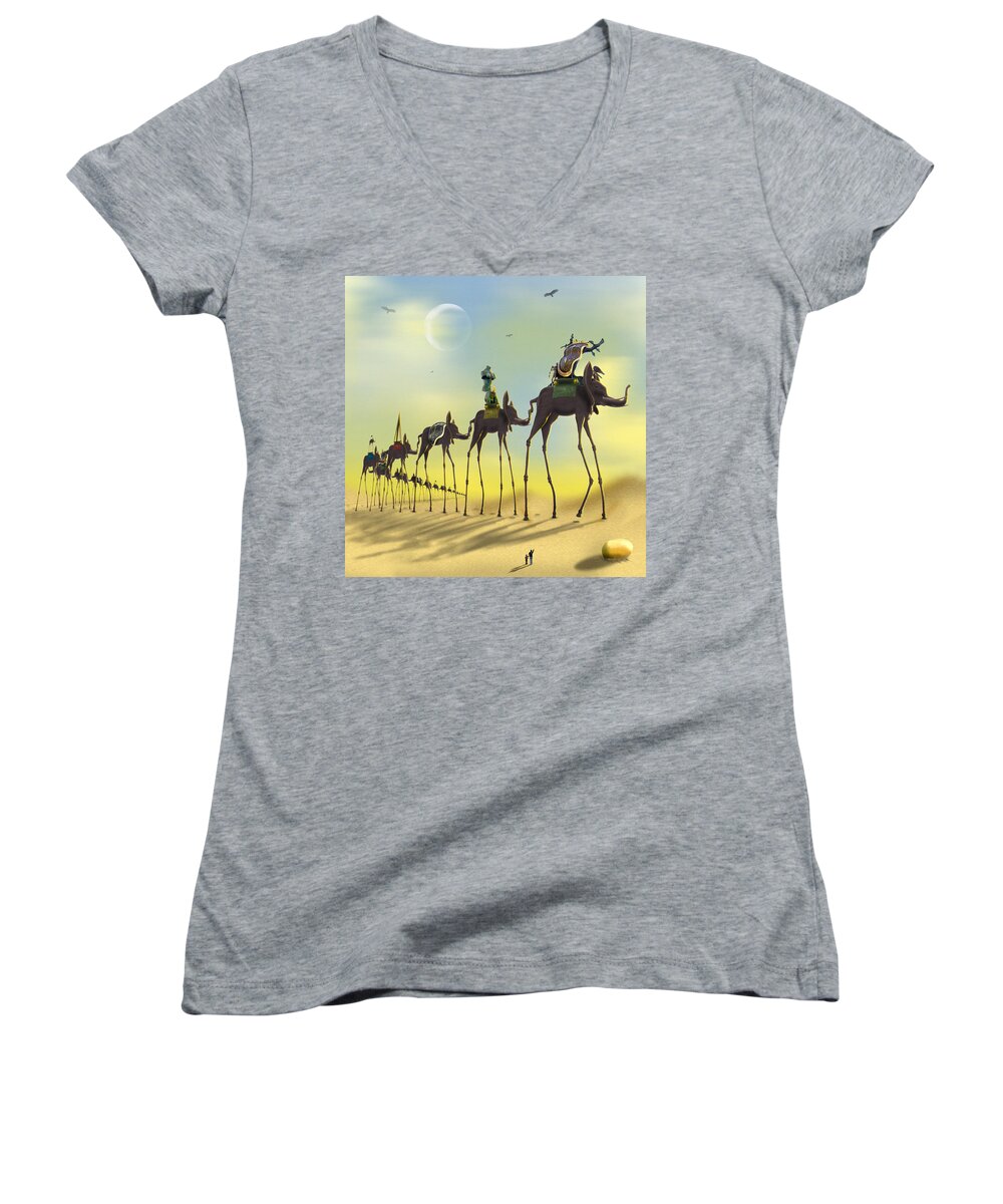 Surrealism Women's V-Neck featuring the photograph On the Move by Mike McGlothlen