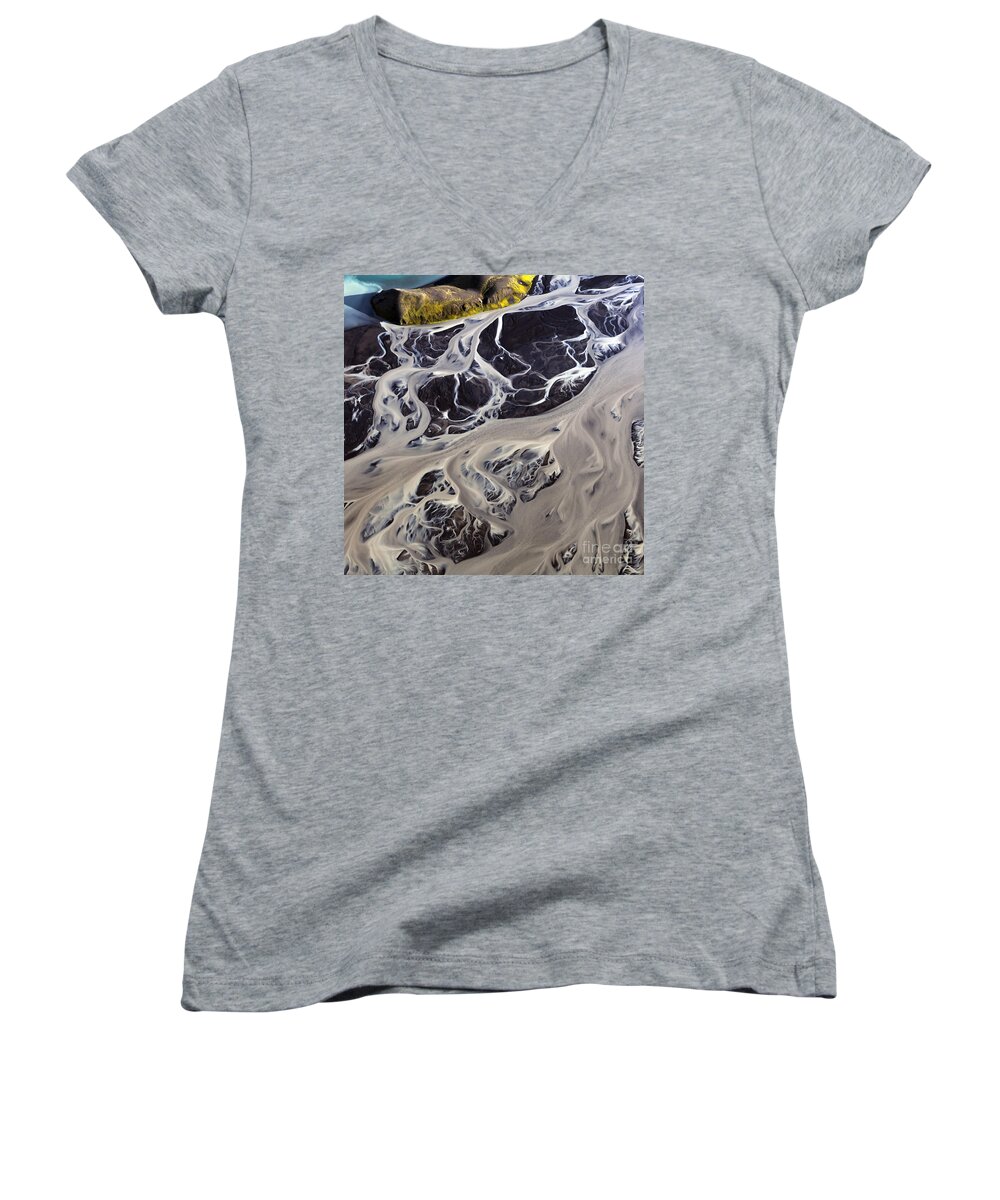 Water Women's V-Neck featuring the photograph Iceland Aerial Photo #21 by Gunnar Orn Arnason