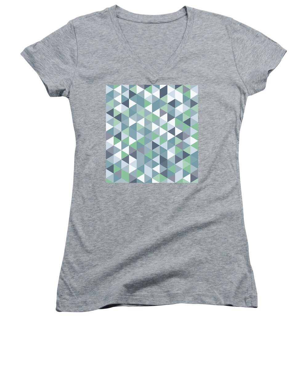 Abstract Women's V-Neck featuring the digital art Pixel Art #93 by Mike Taylor