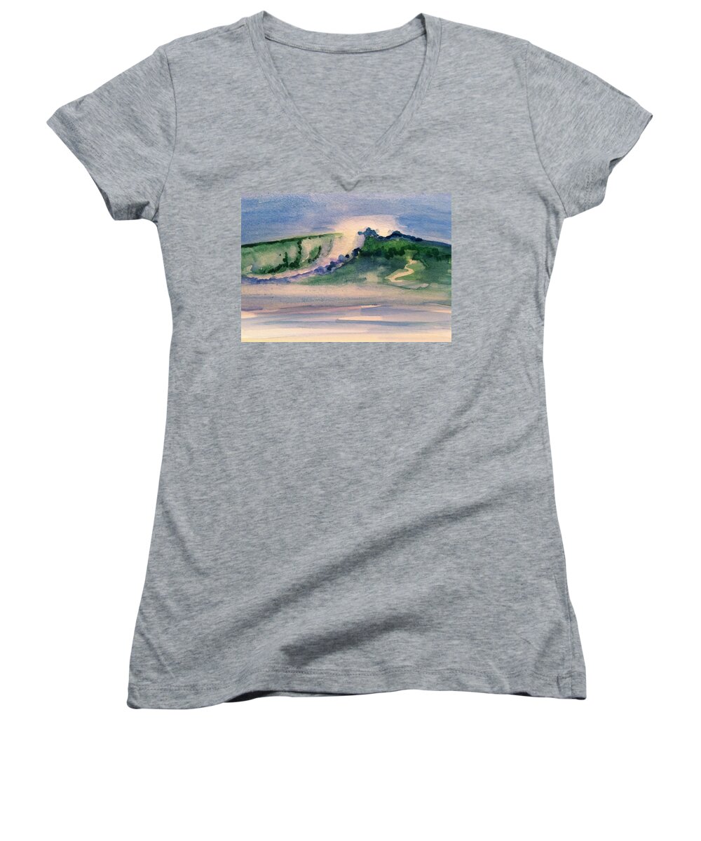  Women's V-Neck featuring the painting A day at the beach 3 by Hae Kim