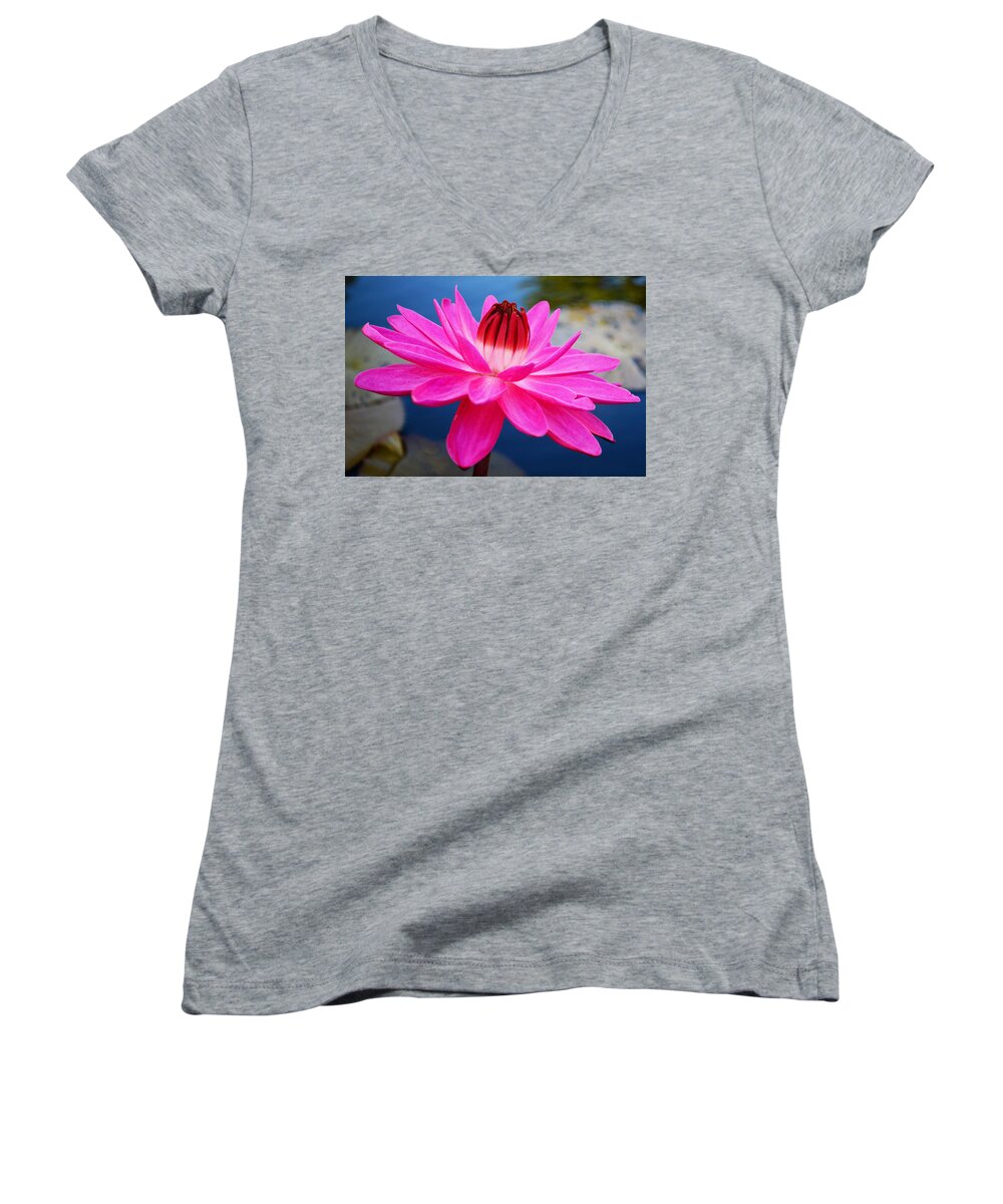 Flower Women's V-Neck featuring the photograph A Flower and a Dream... by Melanie Moraga