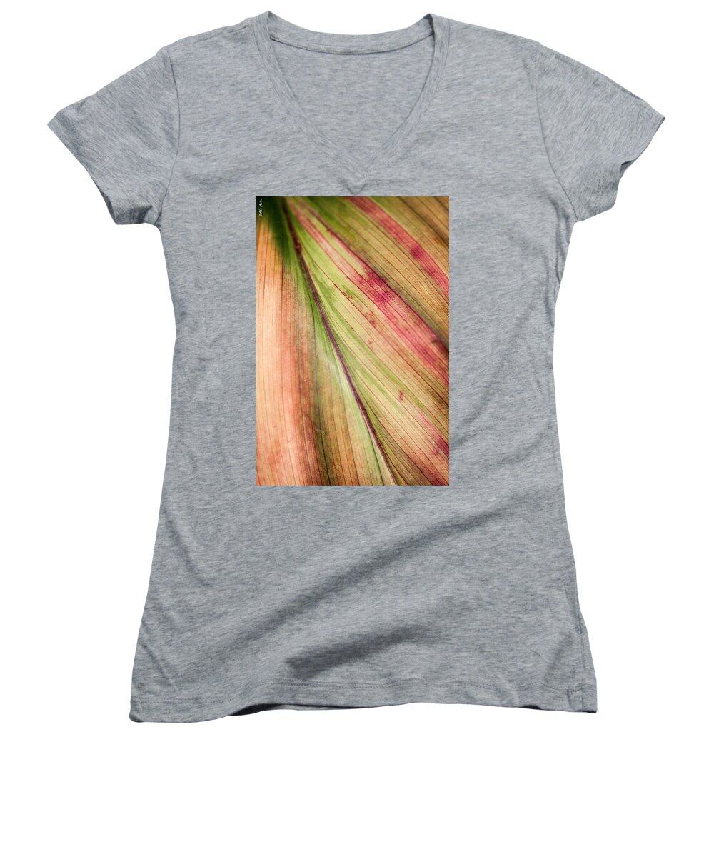 Floral Women's V-Neck featuring the photograph A Leaf by Alexander Fedin