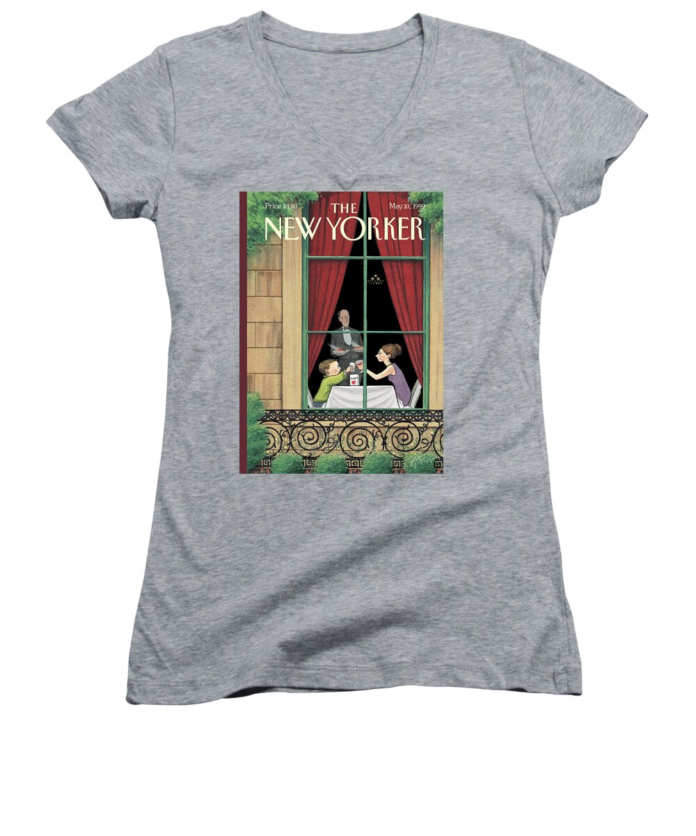 Here's To You Women's V-Neck featuring the painting Here's to You, Mom by Harry Bliss