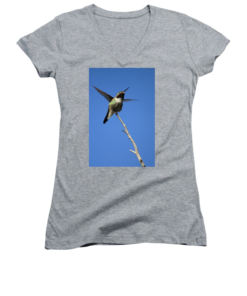 Humming Women's V-Neck featuring the photograph A Tiny Flutter by Shane Bechler