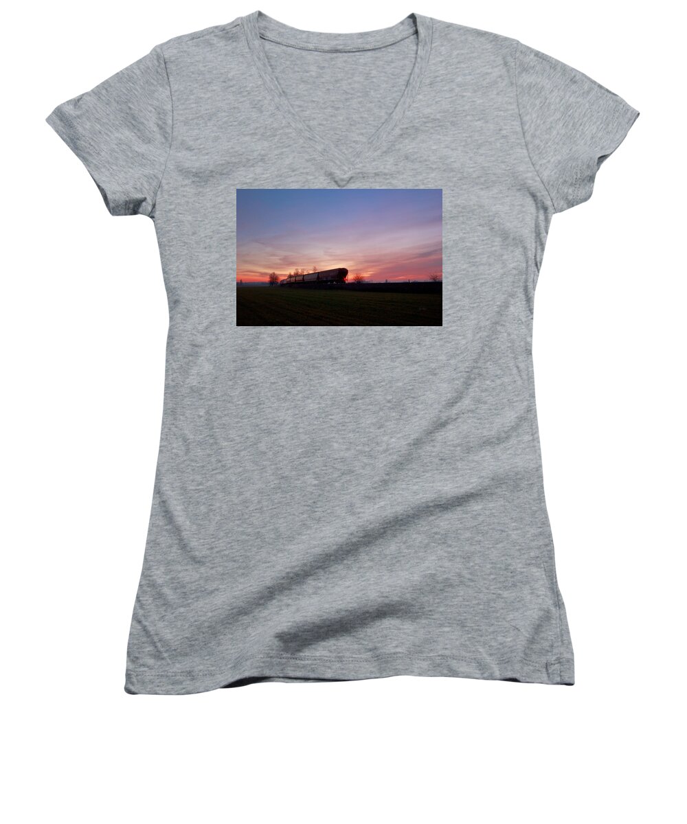 Train Women's V-Neck featuring the photograph Abandoned train by Eti Reid