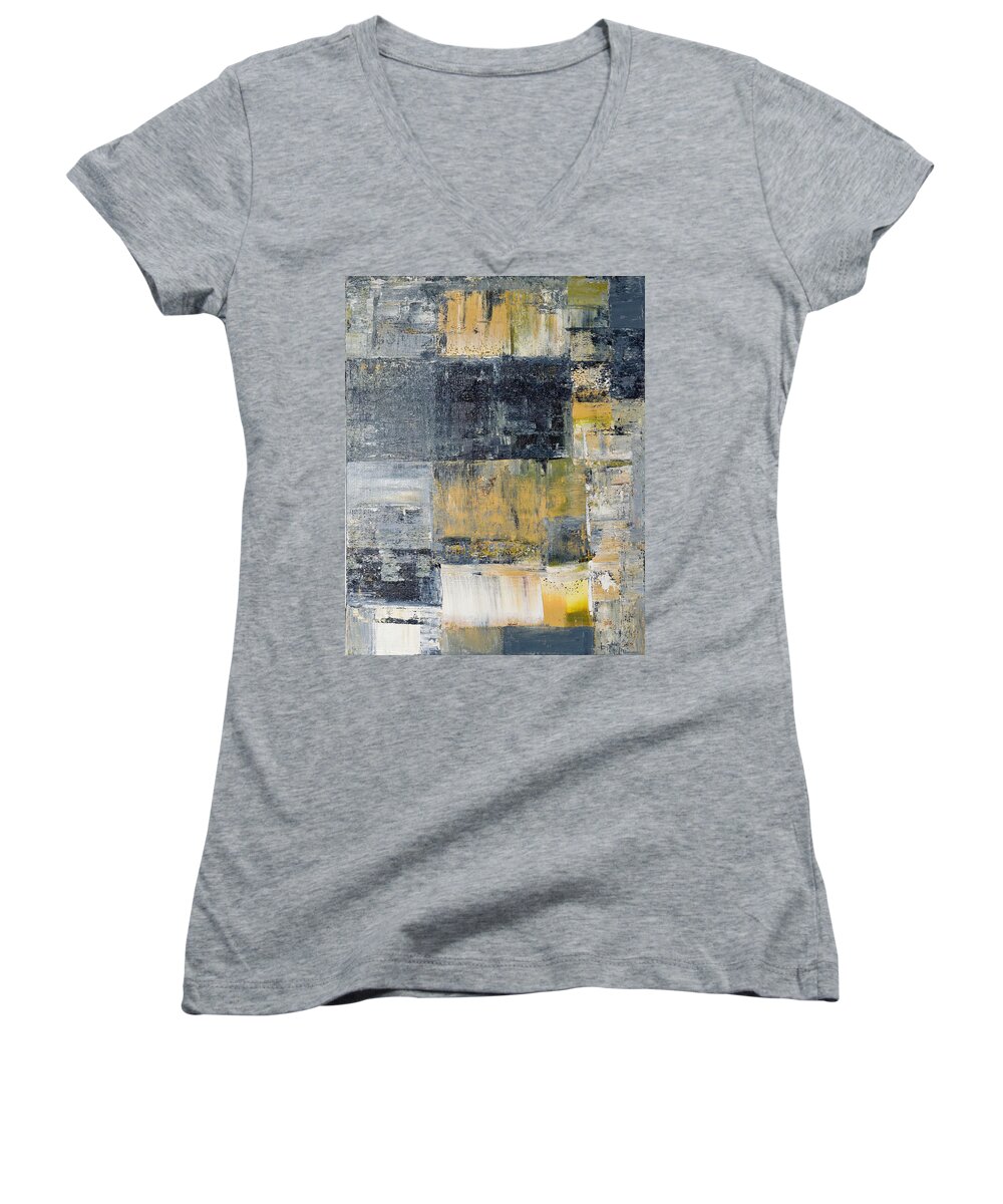 Gray Women's V-Neck featuring the painting Abstract Painting No. 4 by Julie Niemela