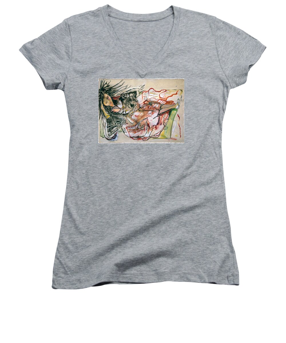 Art Women's V-Neck featuring the painting After The Party by Jack Diamond