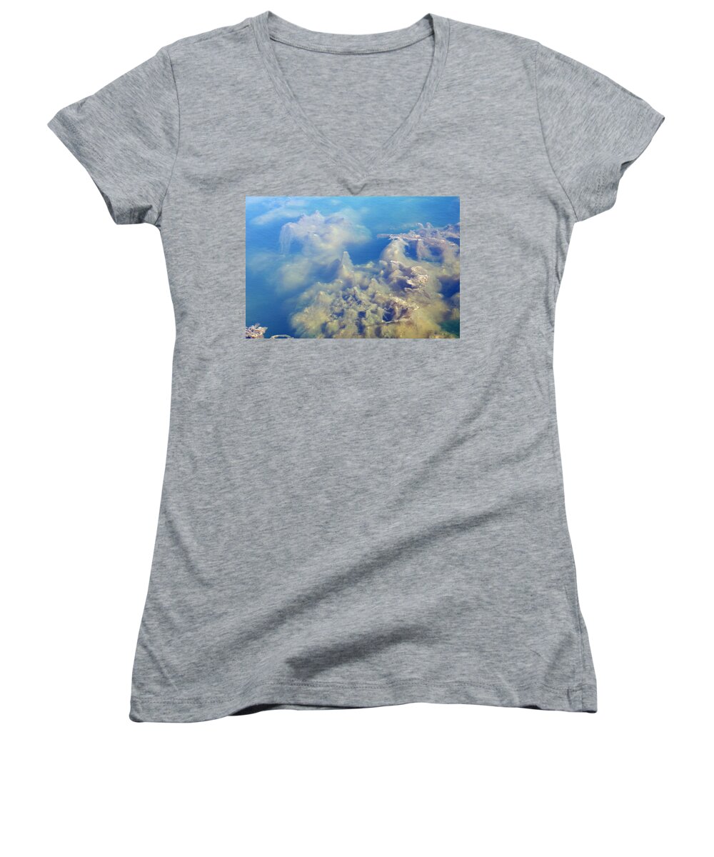 Abstract Women's V-Neck featuring the photograph Algae Stalagmites by Greg Graham