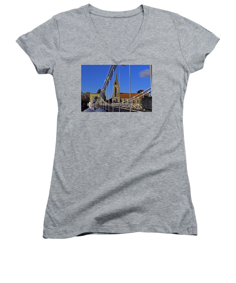 Marlow Women's V-Neck featuring the photograph All Saints Church by Tony Murtagh