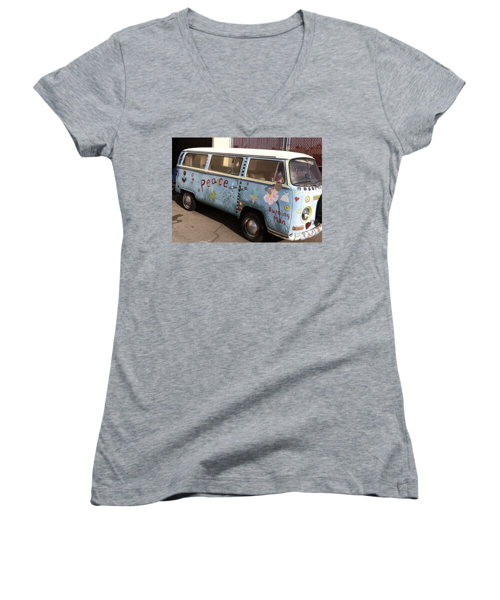 Vw Women's V-Neck featuring the painting All We Want is Peace by Gerry High