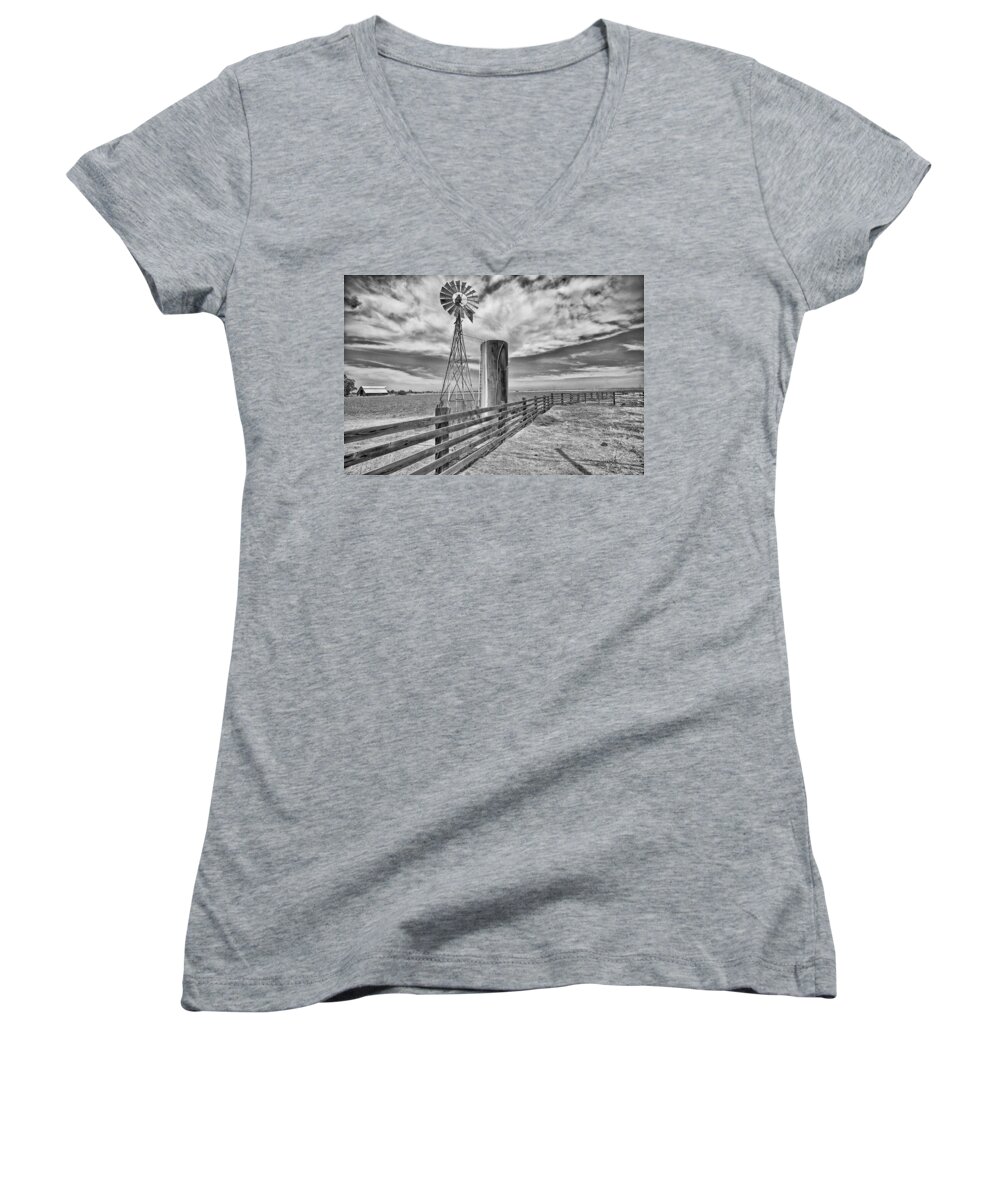 Fence Women's V-Neck featuring the photograph Along the Fence by Robin Mayoff
