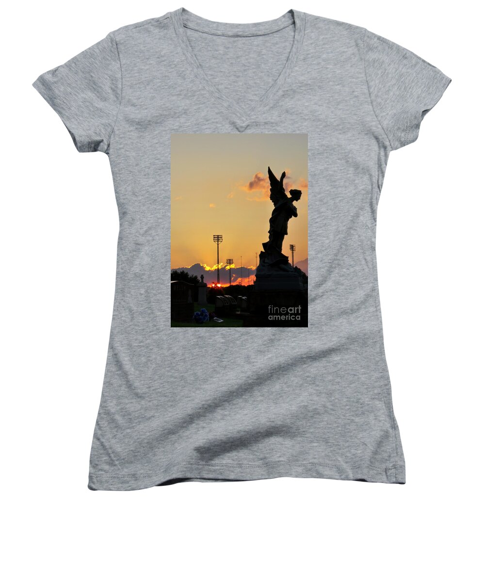 Sky Women's V-Neck featuring the photograph Angels Never Sleep by Charlie Cliques