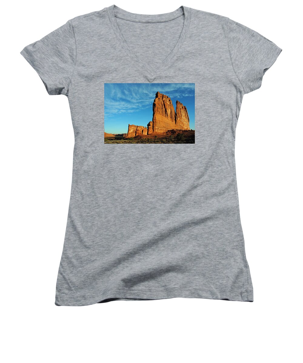Arches National Park Women's V-Neck featuring the photograph Arches National Park 47 by JustJeffAz Photography