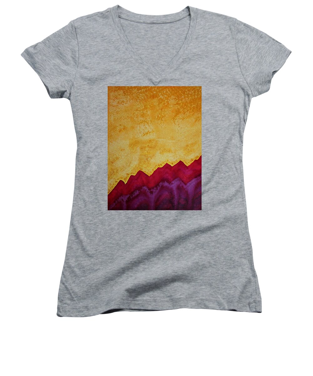 Ascension Women's V-Neck featuring the painting Ascension original painting by Sol Luckman
