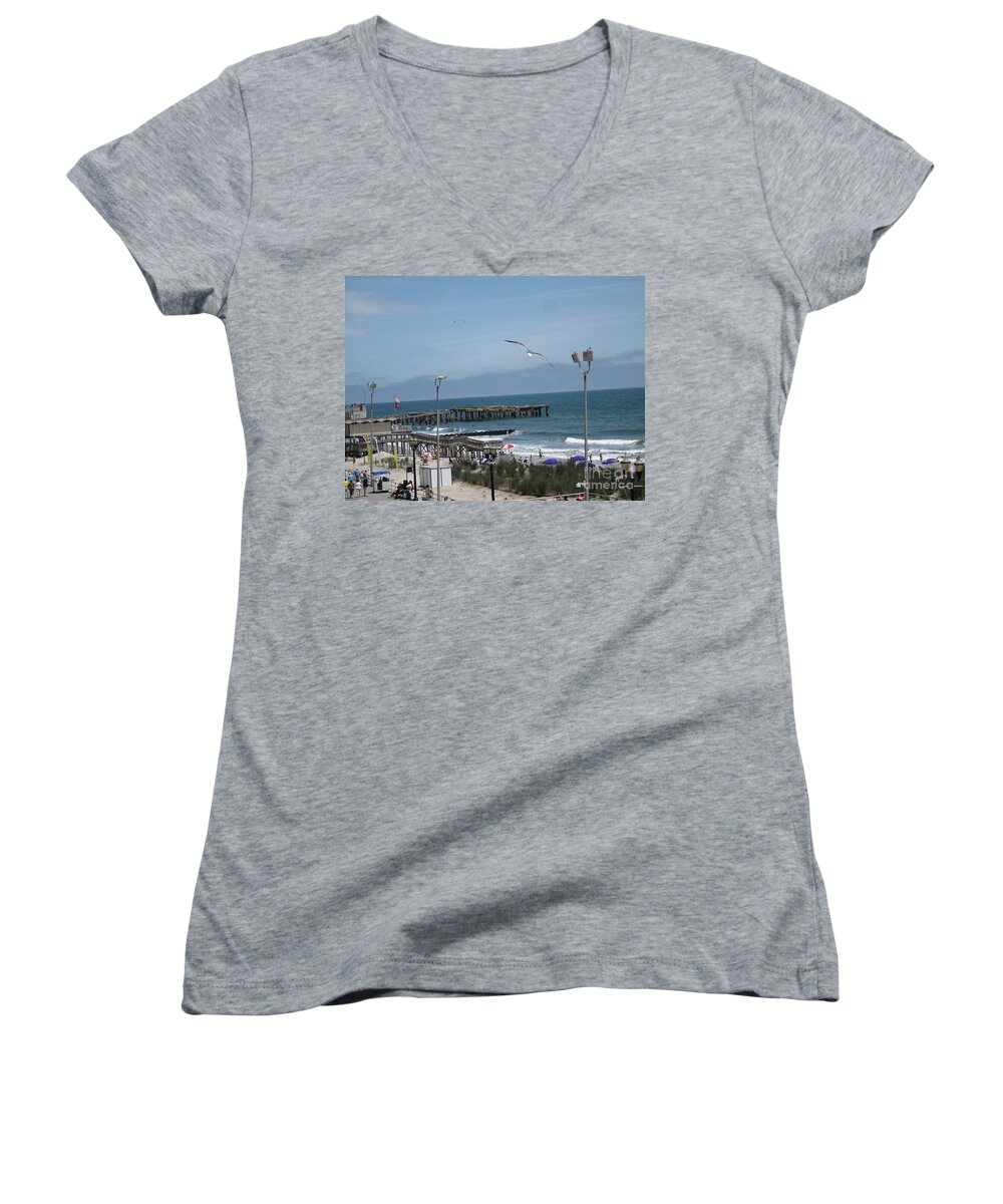 New Jersey Women's V-Neck featuring the photograph Atlantic City 2009 by HEVi FineArt