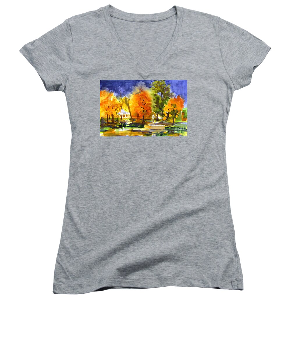 Autumn Gold 2 Women's V-Neck featuring the painting Autumn Gold 2 by Kip DeVore