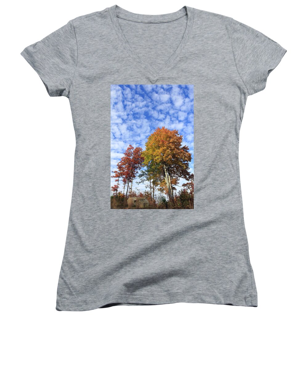 Scenic Women's V-Neck featuring the photograph Autumn Perfection by Jennifer Robin