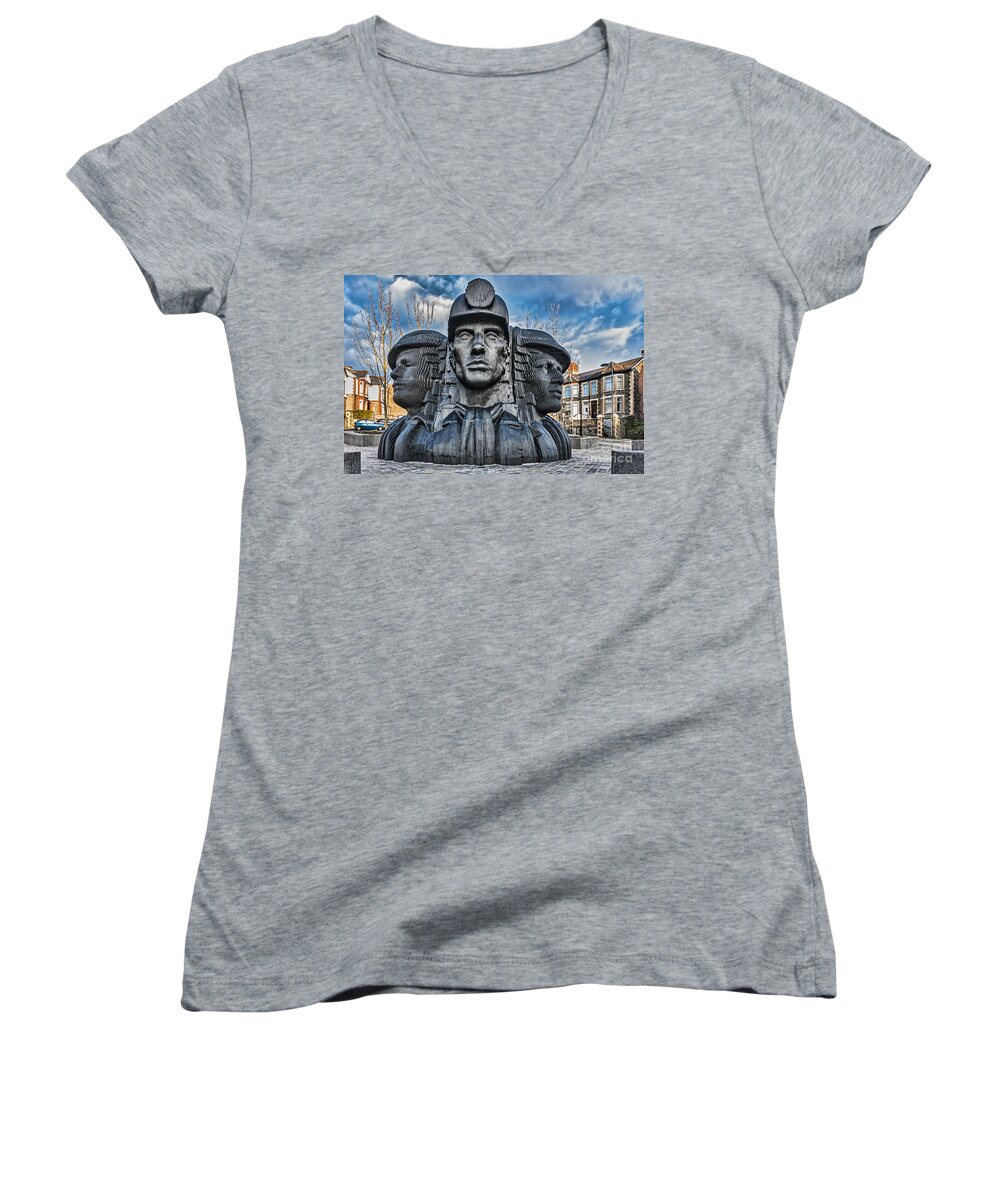 Bargoed Miners Women's V-Neck featuring the photograph Bargoed Miners 2 by Steve Purnell