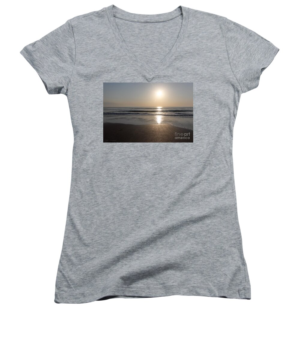 Landscape Women's V-Neck featuring the photograph Beach At Sunrise by Todd Blanchard