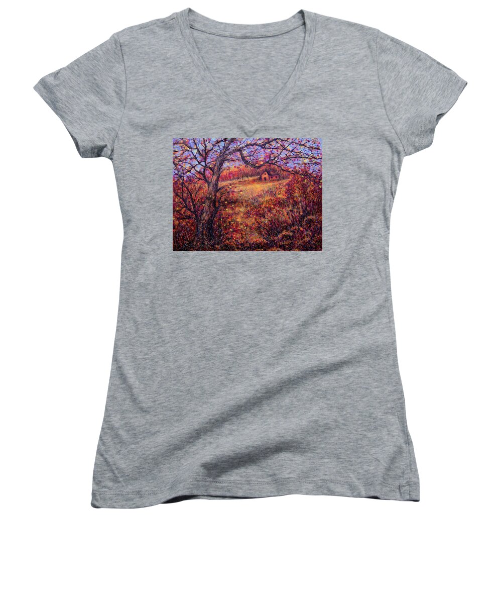 Autumn Women's V-Neck featuring the painting Beautiful Autumn by Natalie Holland
