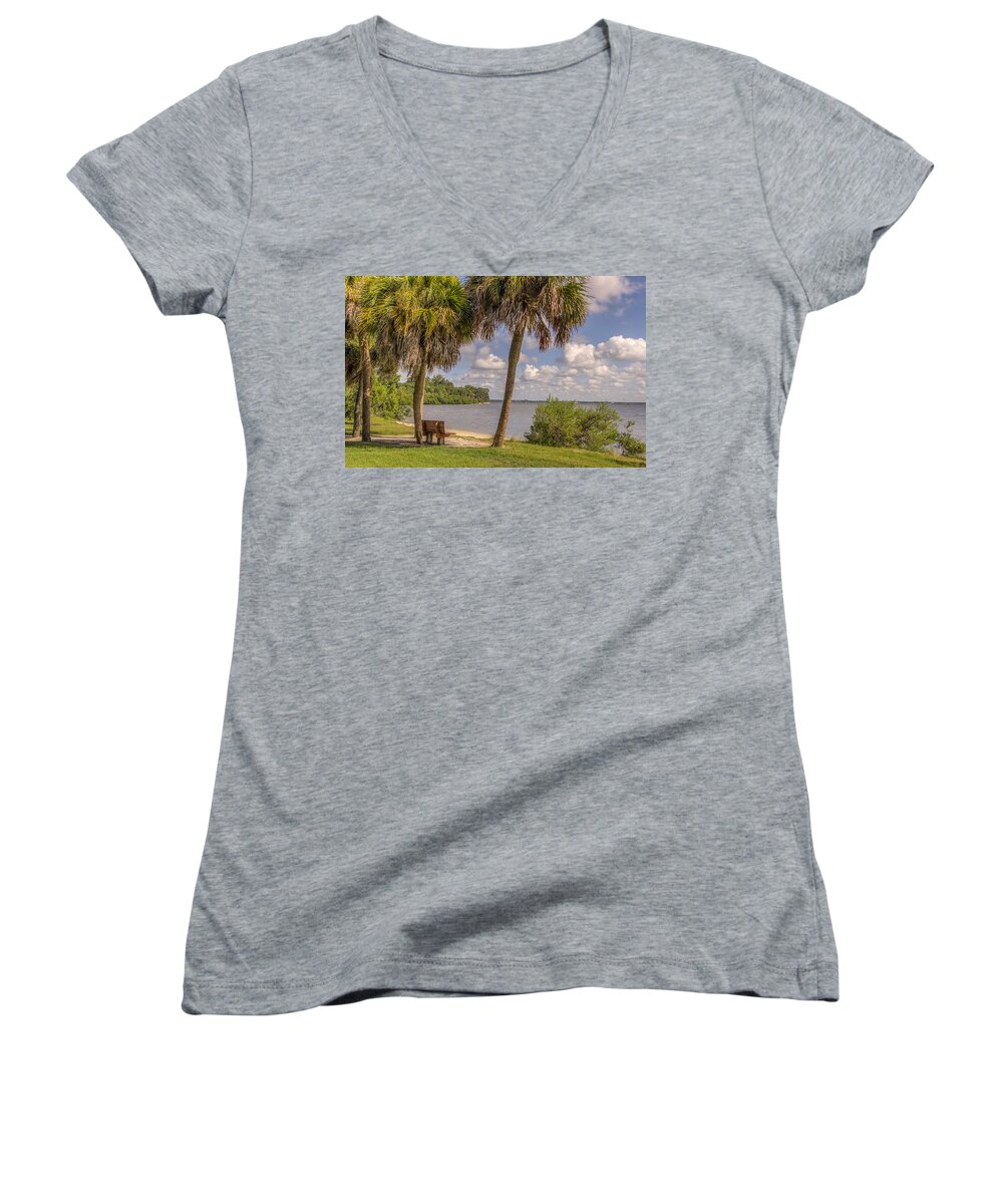 Florida Women's V-Neck featuring the photograph Beside the shore by Jane Luxton