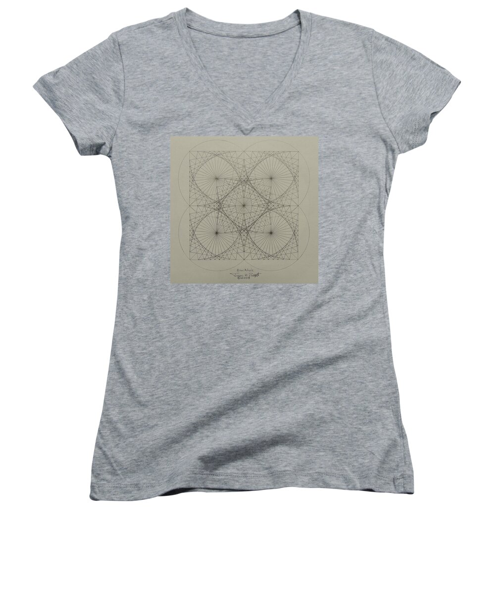 Fractals Women's V-Neck featuring the drawing Blackhole by Jason Padgett