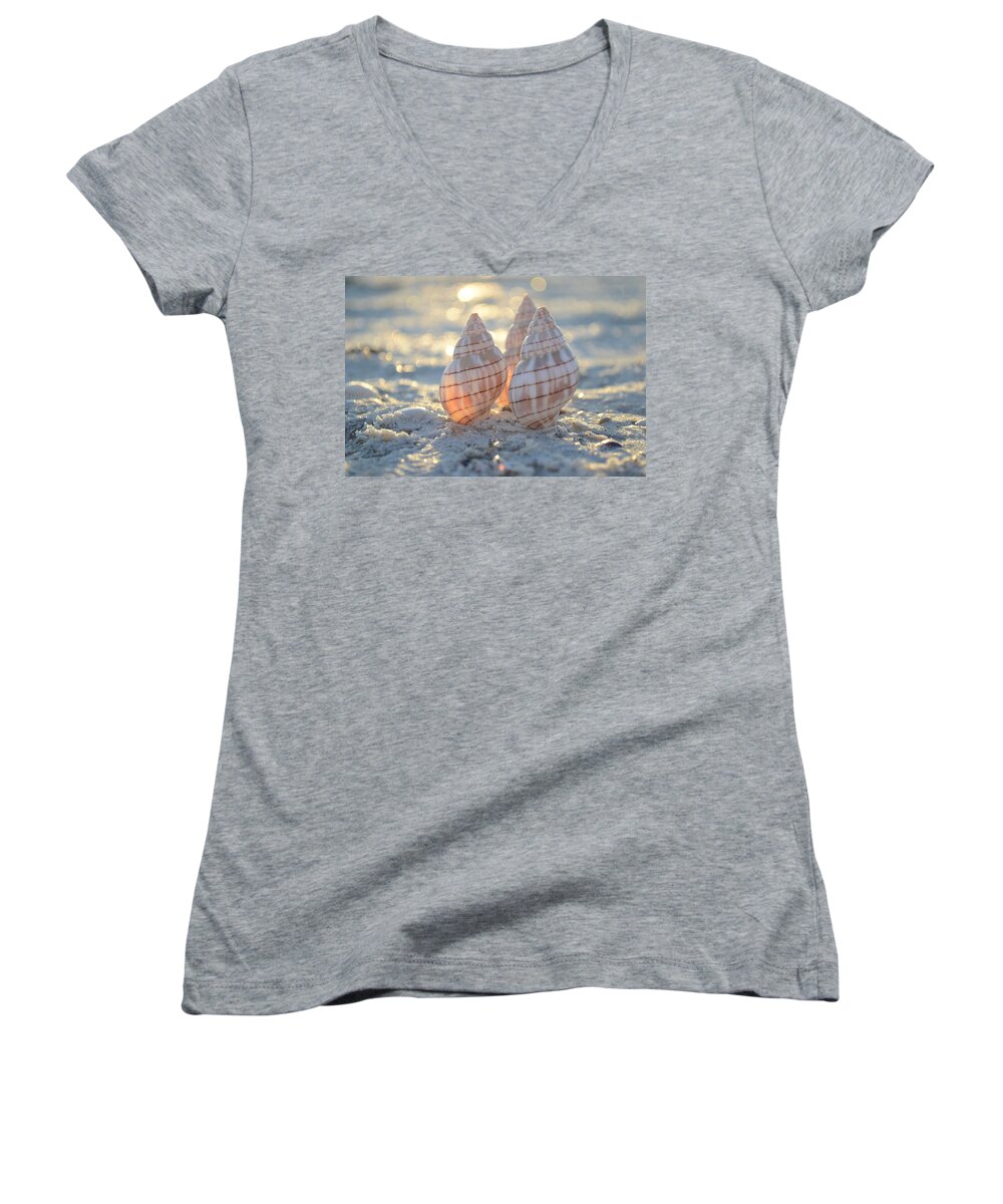 Seashell Women's V-Neck featuring the photograph Blissful by Melanie Moraga