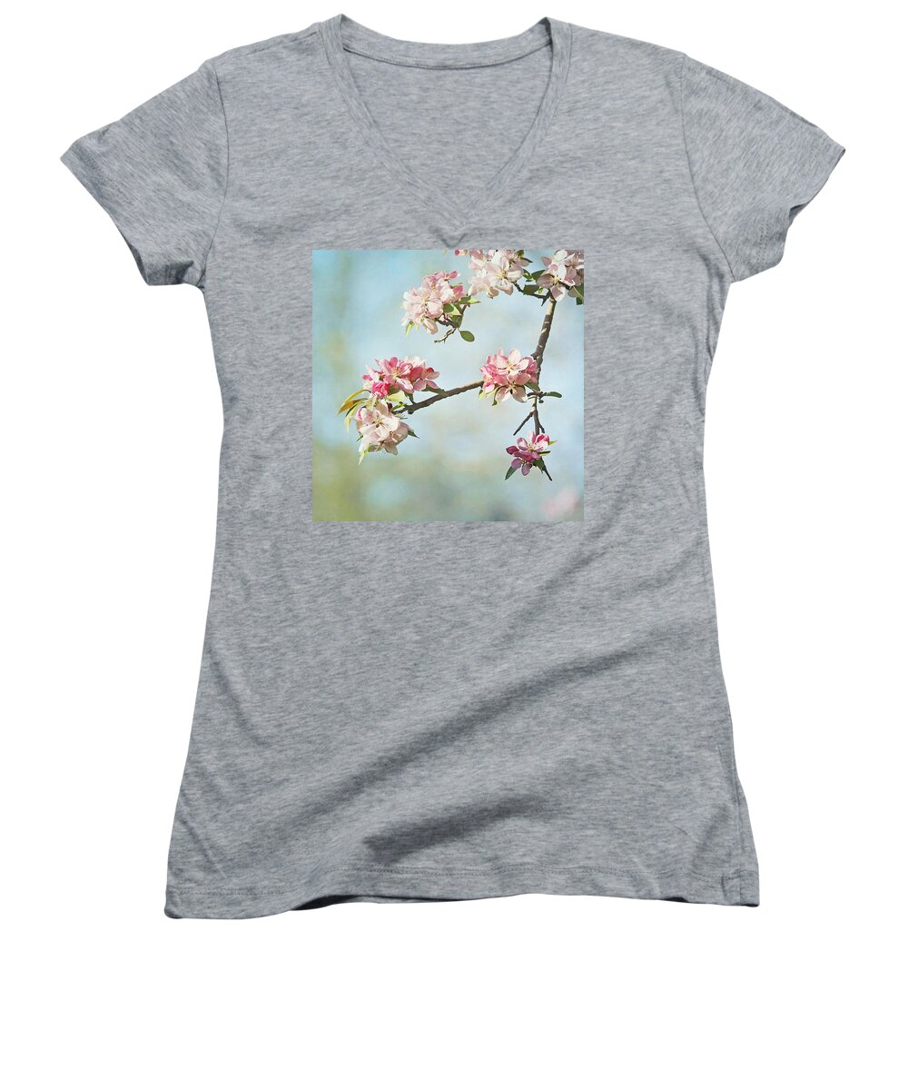 Nature Women's V-Neck featuring the photograph Blossom Branch by Kim Hojnacki