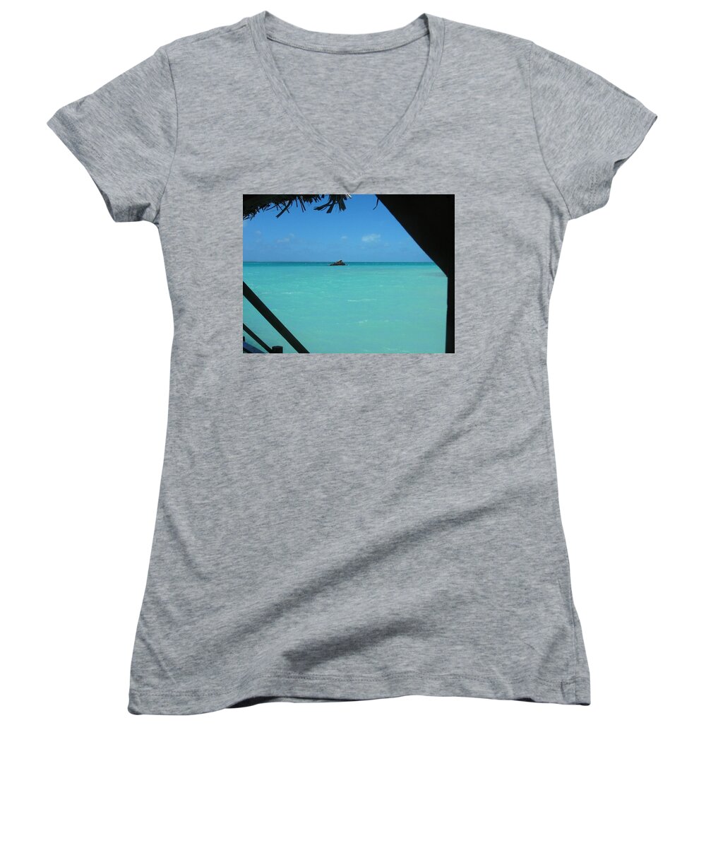 Tropical Women's V-Neck featuring the photograph Blue and Green by Photographic Arts And Design Studio